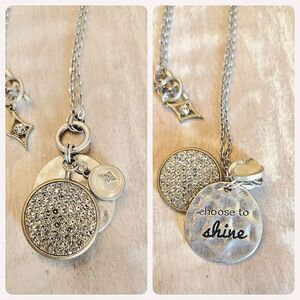 Premier Designs "Choose to Shine" Two-tone Crystal Pendant Charm Necklace